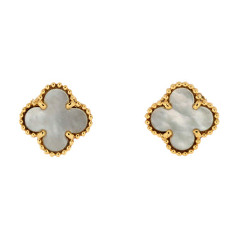 Van Cleef & Arpels Sweet Alhambra Stud Earrings 18K Yellow Gold and Mother of Pearl