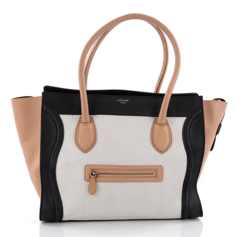 Celine Tricolor Shoulder Luggage Bag Leather Black 2414201