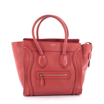 Celine Luggage Handbag Smooth Leather Micro Red 2414202