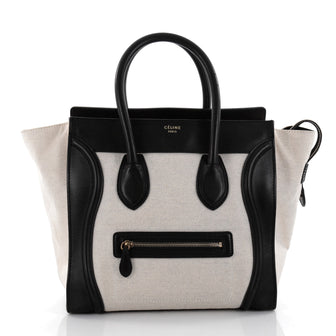 Celine Luggage Handbag Canvas and Leather Mini White 2414501