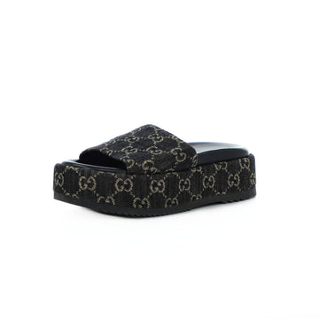 Gucci Women's Angelina Platform Slide Sandals GG Denim
