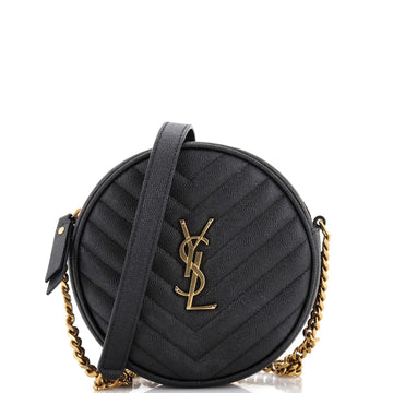 Saint Laurent Vinyle Round Camera Bag Matelasse Chevron Leather