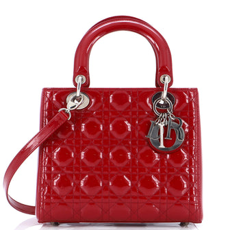 Christian Dior Lady Dior Bag Cannage Quilt Patent Medium