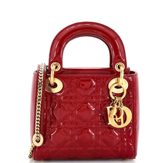 Christian Dior Lady Dior Chain Bag Cannage Quilt Patent Mini