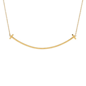 Tiffany & Co. T Smile Pendant Necklace 18K Yellow Gold Large