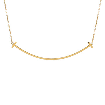 Tiffany & Co. T Smile Pendant Necklace 18K Yellow Gold Large