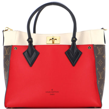 Louis Vuitton On My Side Tote Leather with Monogram Canvas MM