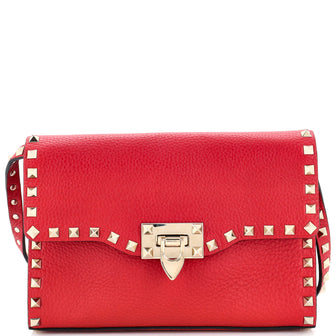 Valentino Garavani Rockstud Flip Lock Flap Bag Leather Medium