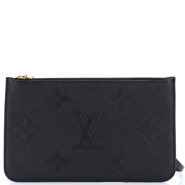 Louis Vuitton Neverfull Empreinte Monogram Pochette Wristlet Pouch Black