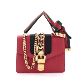 Gucci Sylvie Chain Shoulder Bag Leather Mini Red 2416901