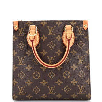 Louis Vuitton Sac Plat shopping bag and brown leather