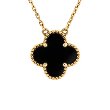 Van Cleef & Arpels Vintage Alhambra Pendant Necklace 18K Yellow Gold and Onyx