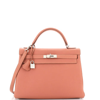 Hermes Kelly Handbag Pink Togo with Palladium Hardware 32