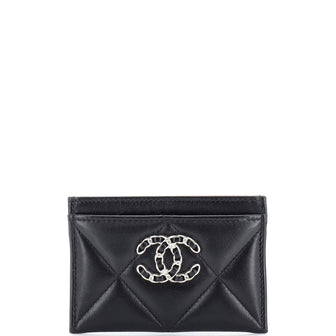 Chanel 19 Card Holder Quilted Leather Black
