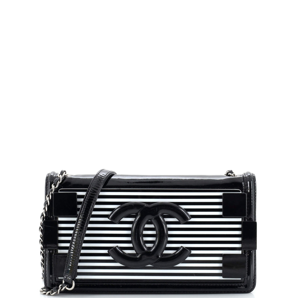 Chanel Boy Brick Flap Bag Striped Patent and Plexiglass Horizontal