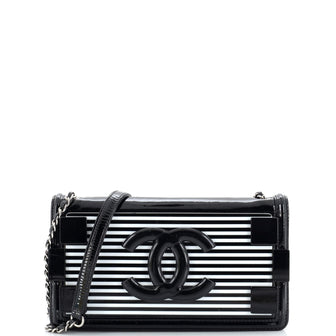 Chanel Boy Brick Flap Bag Striped Patent and Plexiglass Horizontal