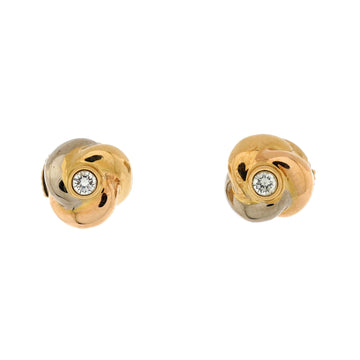 Cartier Baby Trinity Stud Earrings 18K Tri Color Gold with Diamond