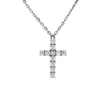 Cartier Cross Pendant Necklace 18K White Gold with Diamonds