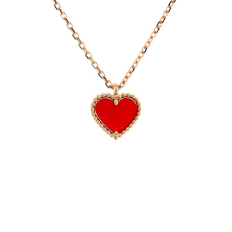 Van Cleef & Arpels Sweet Alhambra Heart Pendant Necklace 18K Rose Gold and Carnelian