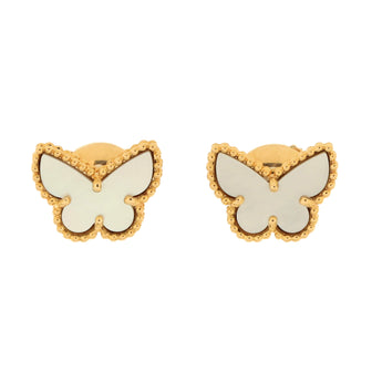 Van Cleef & Arpels Sweet Alhambra Butterfly Stud Earrings 18K Yellow Gold and Mother of Pearl