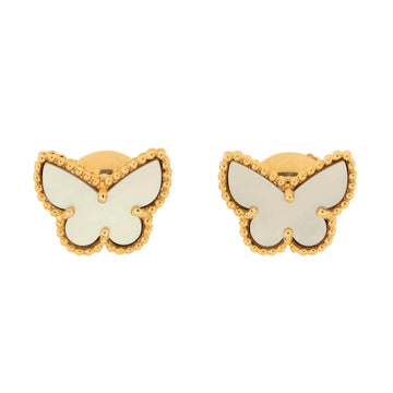 Van Cleef & Arpels Sweet Alhambra Butterfly Stud Earrings 18K Yellow Gold and Mother of Pearl