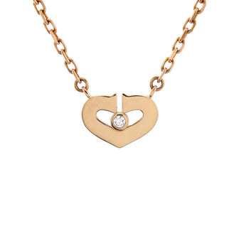 Cartier C Heart de Cartier Pendant Necklace 18K Rose Gold with Diamond XS