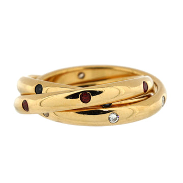 Cartier Constellation Trinity Ring 18K Yellow Gold with Diamond, Sapphire and Ruby Small