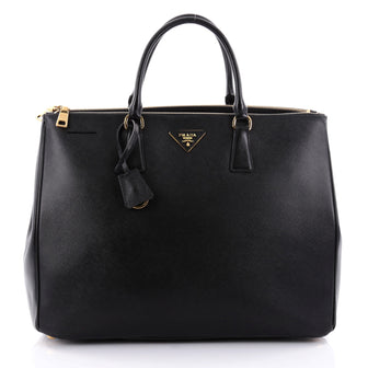 Prada Double Zip Lux Tote Saffiano Leather Large Black 2417701