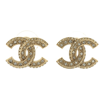 Chanel CC Stud Earrings Metal with Crystals