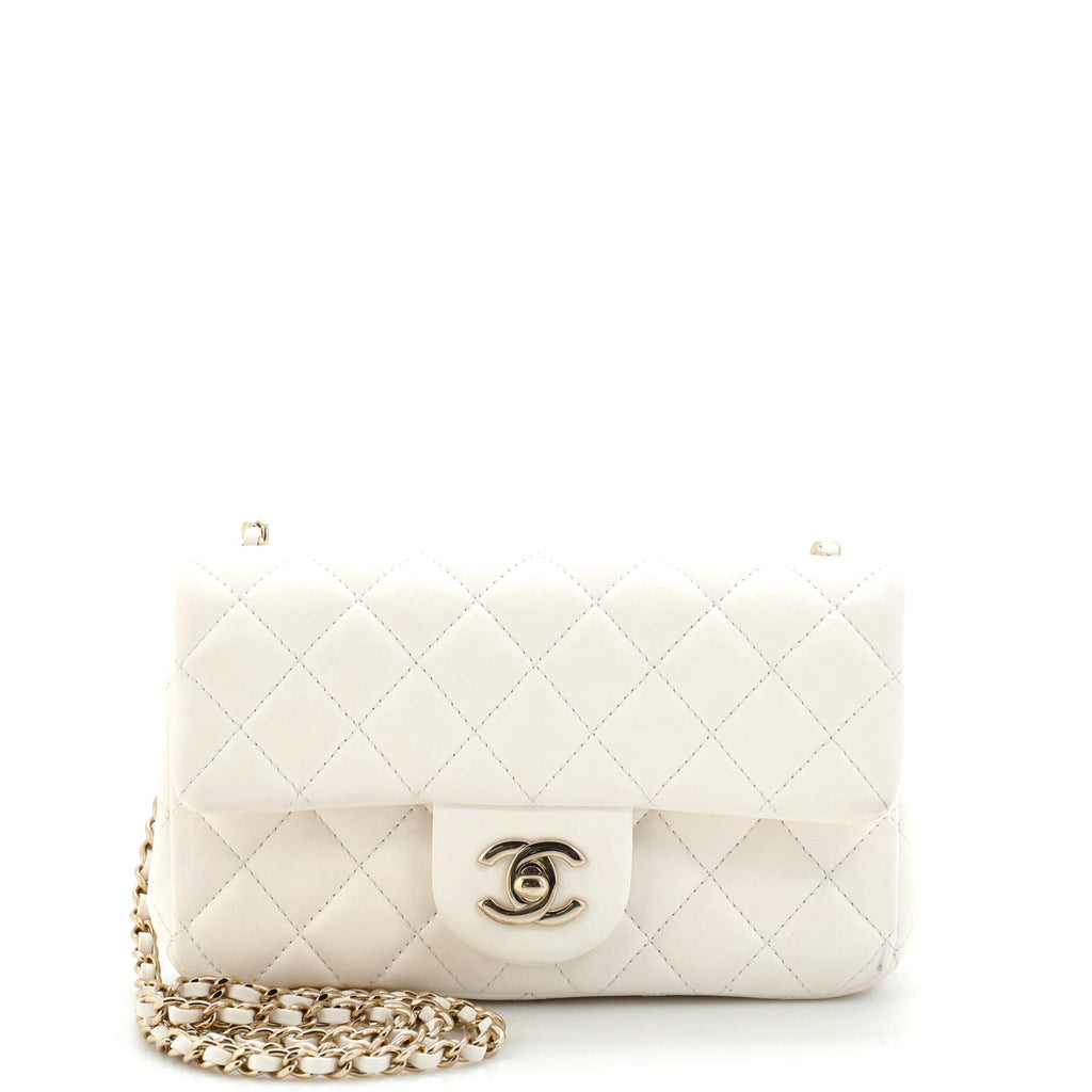 Chanel Pearl Crush Flap Bag Quilted Lambskin Mini White 2418863