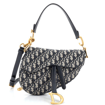 Christian Dior Saddle Handbag with Strap Oblique Canvas Medium