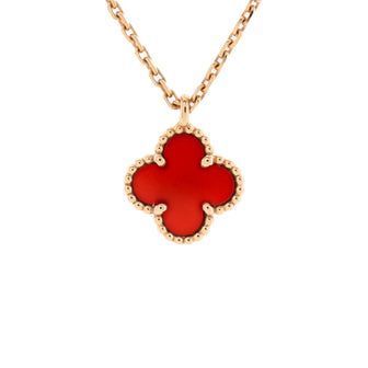 Van Cleef & Arpels Sweet Alhambra Pendant Necklace 18K Rose Gold and Carnelian