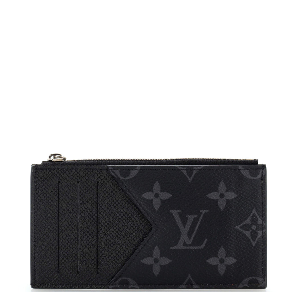 Louis Vuitton Coin Card Holder Monogram Taigarama Black 2419704