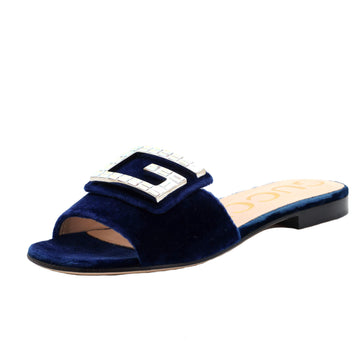 Gucci Women's Madelyn Slide Sandals Velvet with Crystals
