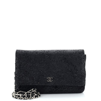Chanel Wallet on Chain Lace Embossed Goatskin