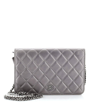 Chanel Pearl Strap Wallet on Chain Quilted Iridescent Lambskin
