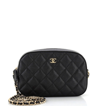 Chanel Zip Around Chain Camera Case Quilted Caviar Mini