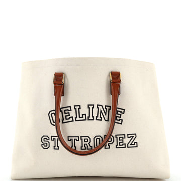 Celine St. Tropez Horizontal Cabas Tote Canvas with Leather
