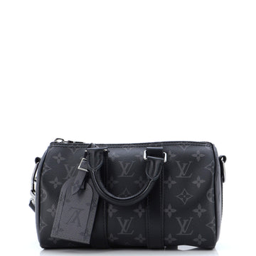 Louis Vuitton Keepall Bandouliere Bag Reverse Monogram Eclipse Canvas 25