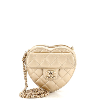 Chanel CC in Love Heart Clutch with Chain Quilted Lambskin