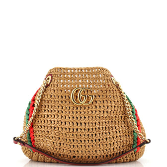 Gucci GG Marmont Chain Tote Raffia Large