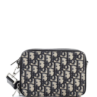 Christian Dior Double Zip Crossbody Pouch Oblique Canvas