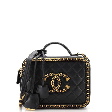 Chanel Filigree Vanity Case Quilted Goatskin with Chain Detail Medium