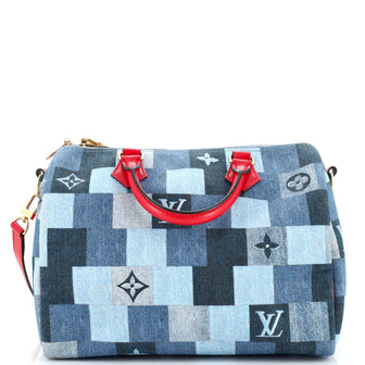 Louis Vuitton Speedy Bandouliere Bag Damier and Monogram Patchwork Denim 30