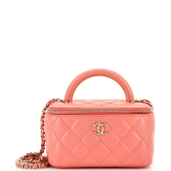 Chanel Charming Handle Vanity Case with Chain Quilted Lambskin Small