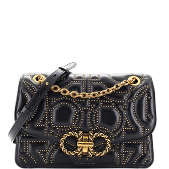 Salvatore Ferragamo Gancini Turnlock Flap Bag Gancini Studded Leather Small