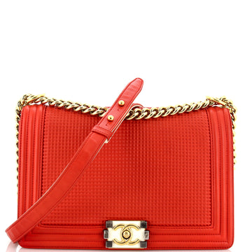 Chanel Boy Flap Bag Cube Embossed Lambskin New Medium