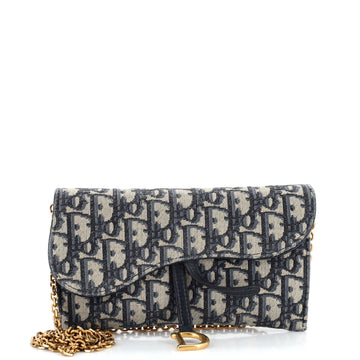 Christian Dior Saddle Chain Wallet Oblique Canvas