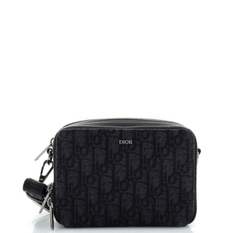 Christian Dior Double Zip Crossbody Pouch Oblique Canvas