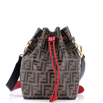 Fendi Mon Tresor Bucket Bag Zucca Embossed Leather Small